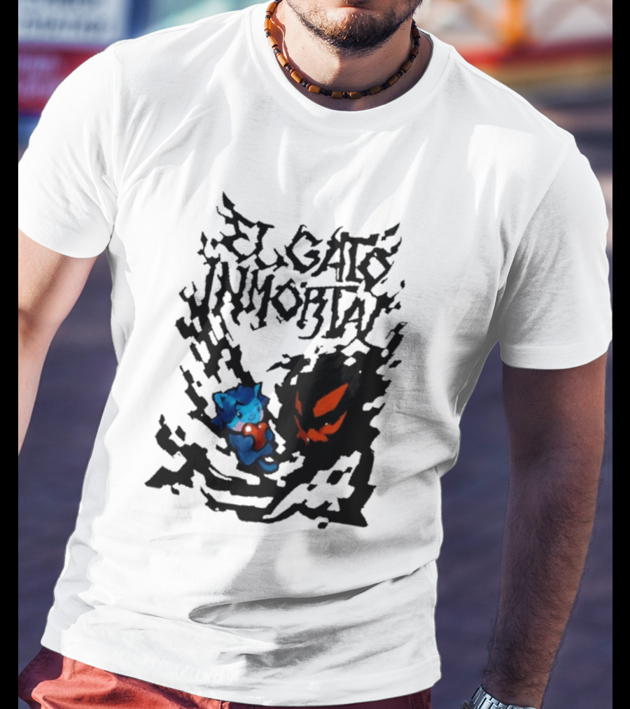 El Gato Inmortal Spooky Halloween Cat Pumpkin Shadow T-Shirt