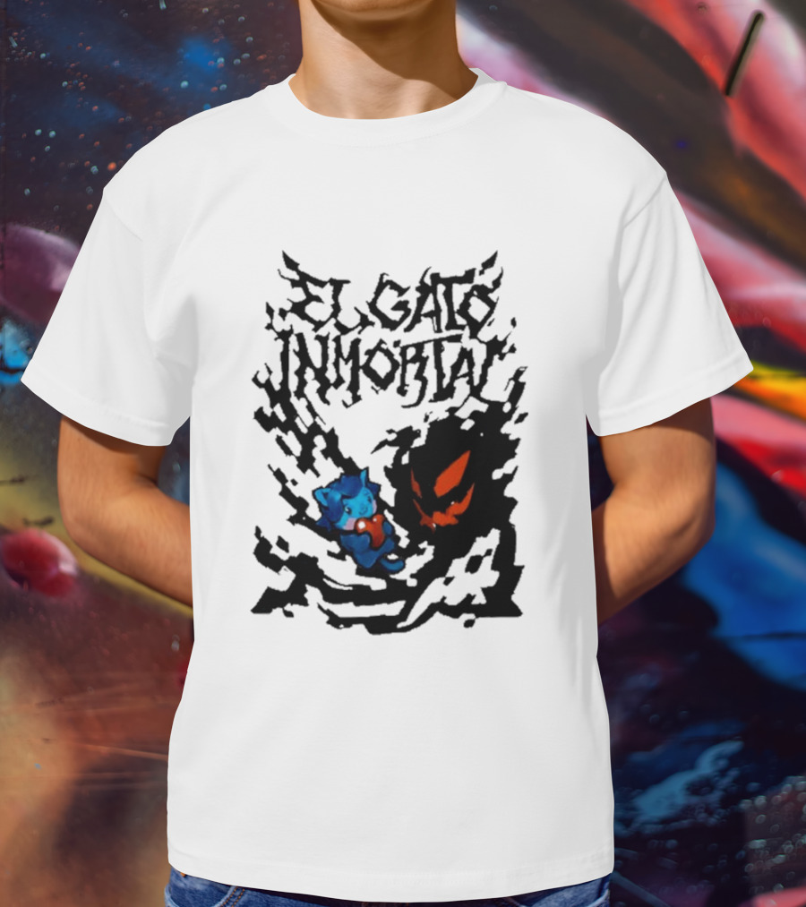 El Gato Inmortal Spooky Halloween Cat Pumpkin Shadow T-Shirt