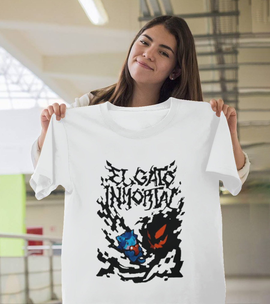 El Gato Inmortal Spooky Halloween Cat Pumpkin Shadow T-Shirt