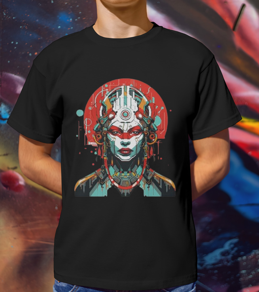 Eclipse Of Eternity Cyberpunk Futurist AI T-Shirt