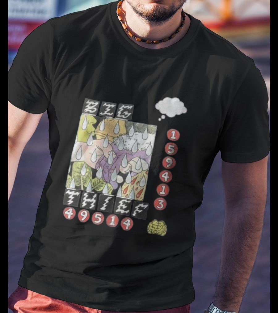 3E6 159413 49514 Comic Style Raindrops Thought Bubble Brain T-Shirt