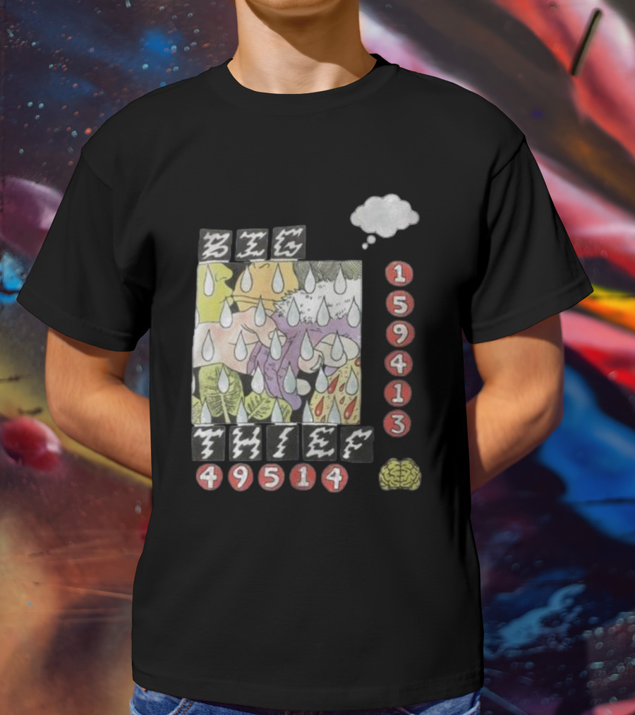 3E6 159413 49514 Comic Style Raindrops Thought Bubble Brain T-Shirt