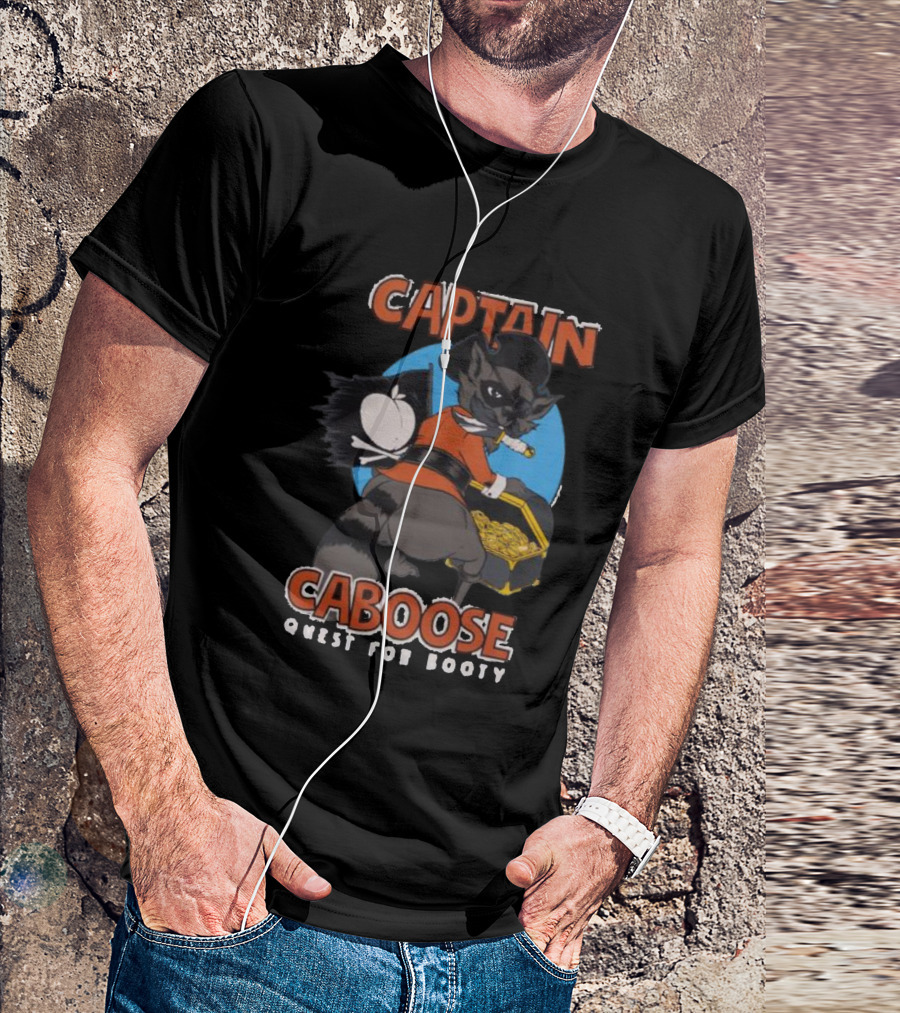 Captain Caboose Quest For Booty Treasure Adventure Raccoon Pirate T-Shirt