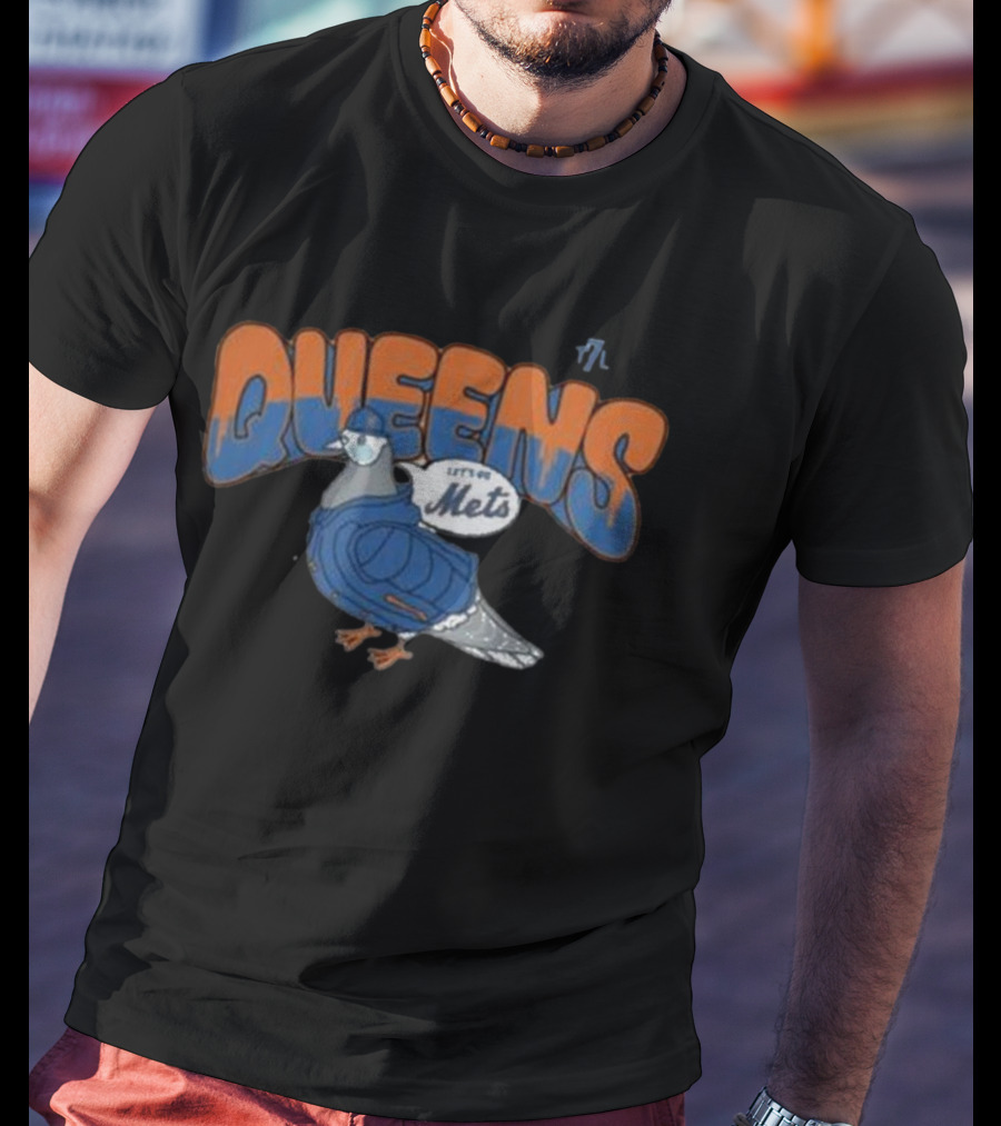 Queens 7 Line Pigeon Let's Go Mets T-Shirt