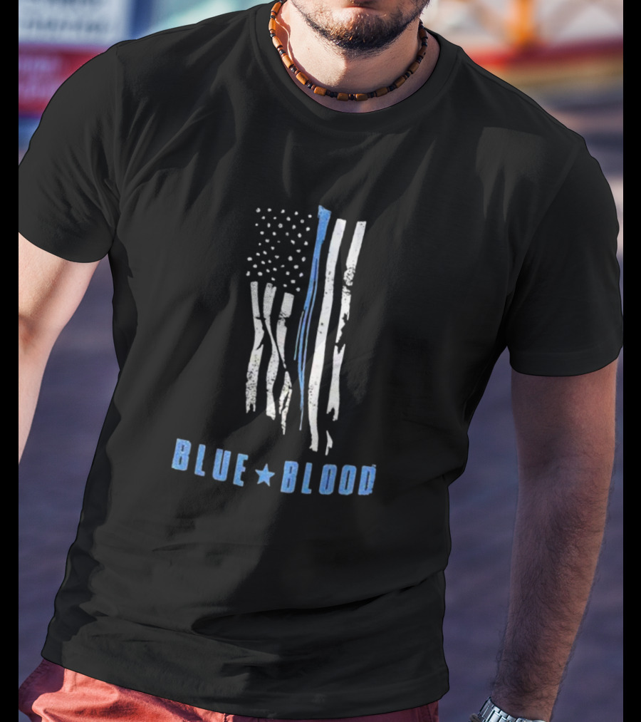 Blue Blood American Flag Thin Blue Line T-Shirt