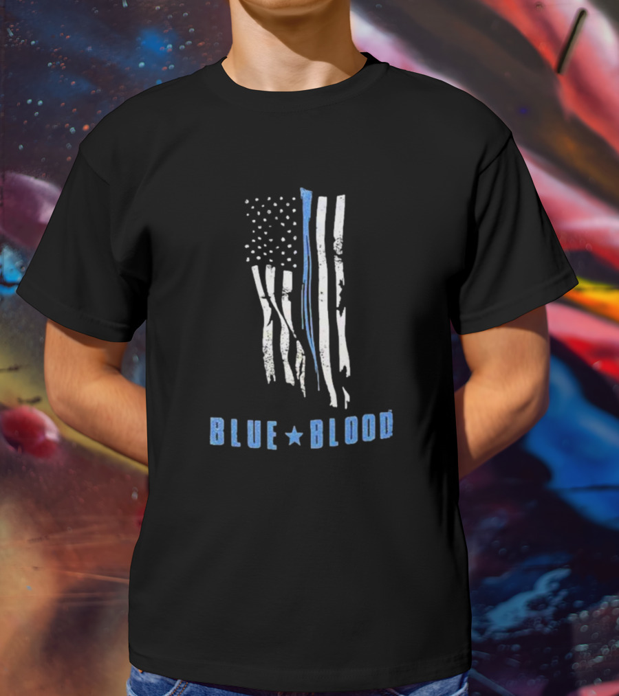 Blue Blood American Flag Thin Blue Line T-Shirt