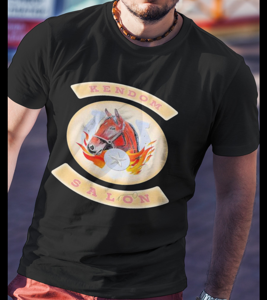 Kendom Saloon Horse Horseshoe Star Flames T-Shirt