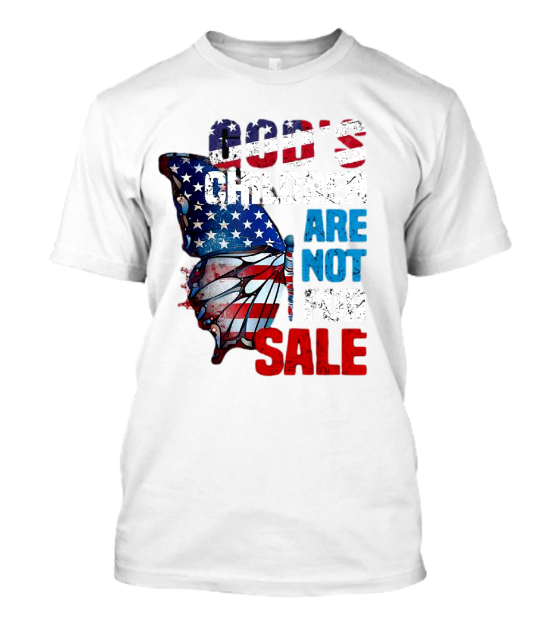 God's Children Are Not For Sale American Flag Butterfly T-Shirt