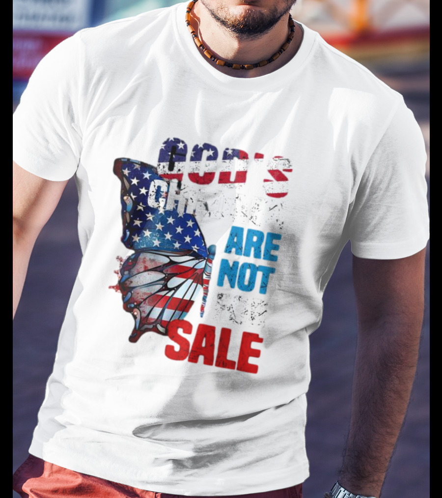 God's Children Are Not For Sale American Flag Butterfly T-Shirt