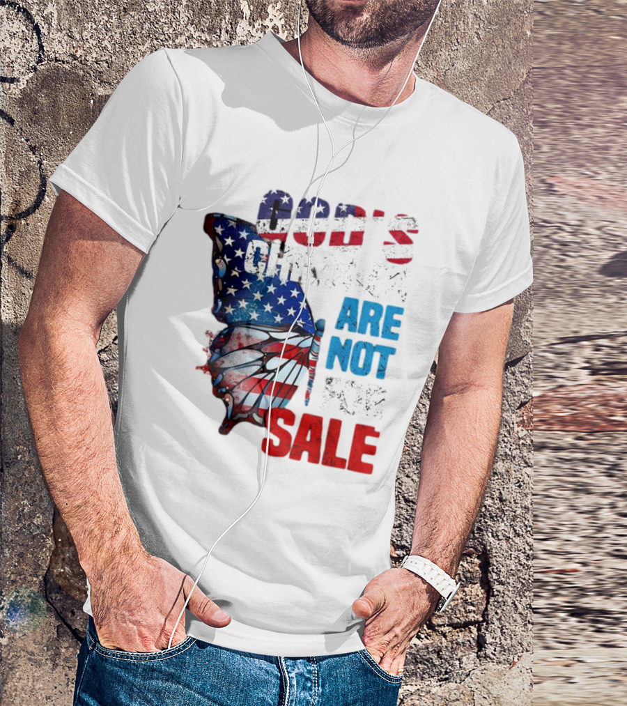 God's Children Are Not For Sale American Flag Butterfly T-Shirt