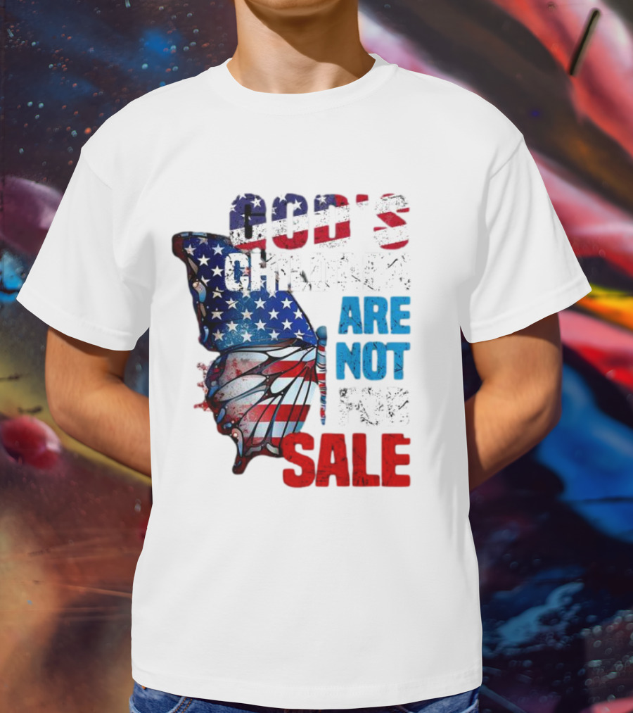 God's Children Are Not For Sale American Flag Butterfly T-Shirt