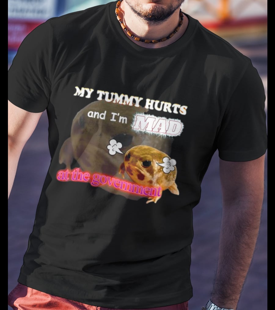 My Tummy Hurts And I'm MAD At The Government Frog Meme T-Shirt