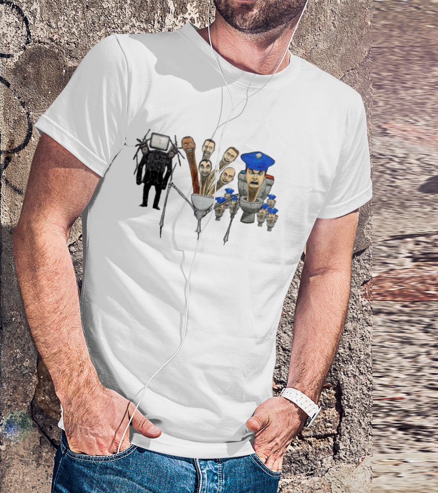 Skibidi Toilet Meme Character Mashup Extravaganza T-Shirt