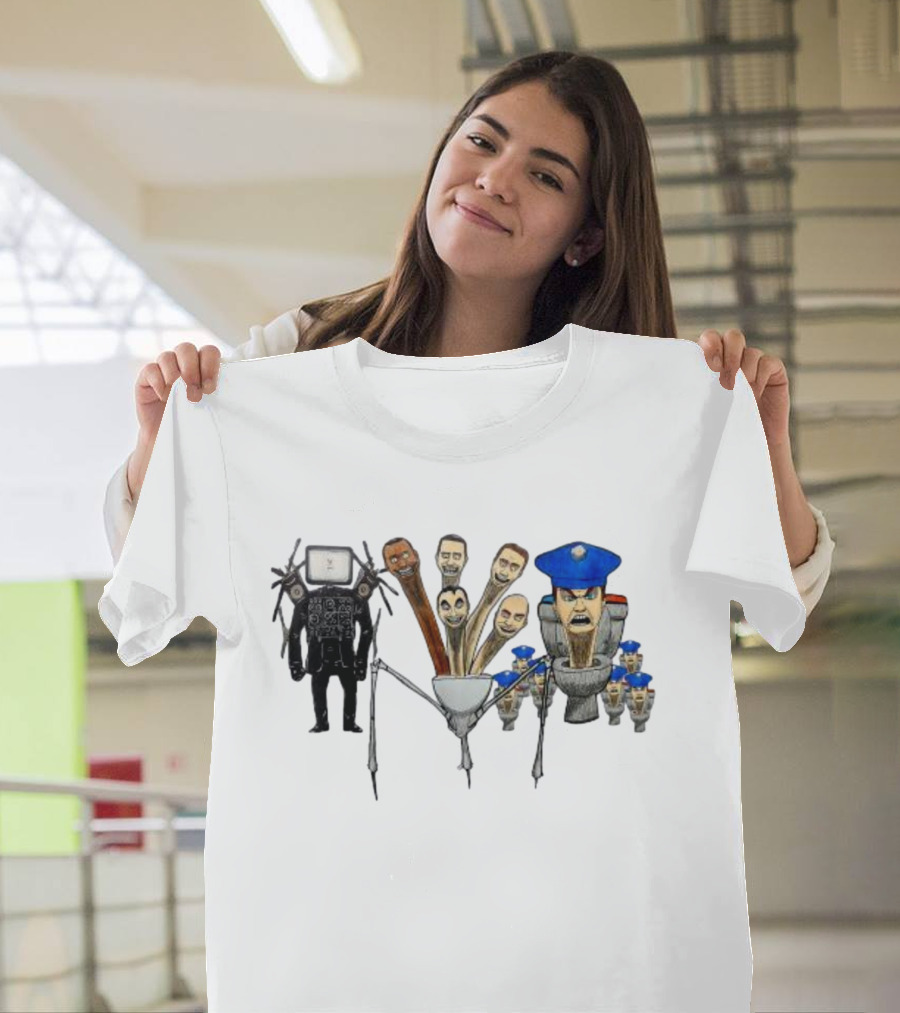 Skibidi Toilet Meme Character Mashup Extravaganza T-Shirt