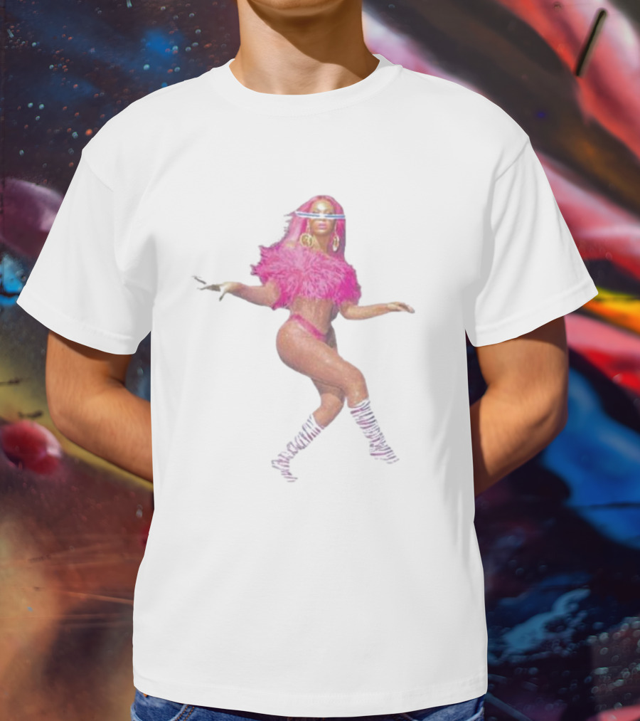 Year Of Renaissance Dance Celebration With Vibrant Pink Feather Outfit And Bold Stripe Boots T-Shirt