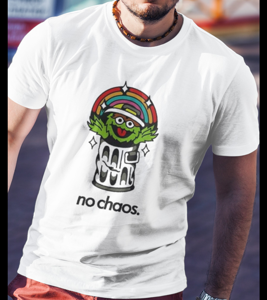 No Chaos Grouchy Rainbow Trash Can T-Shirt