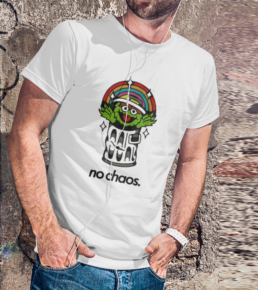 No Chaos Grouchy Rainbow Trash Can T-Shirt