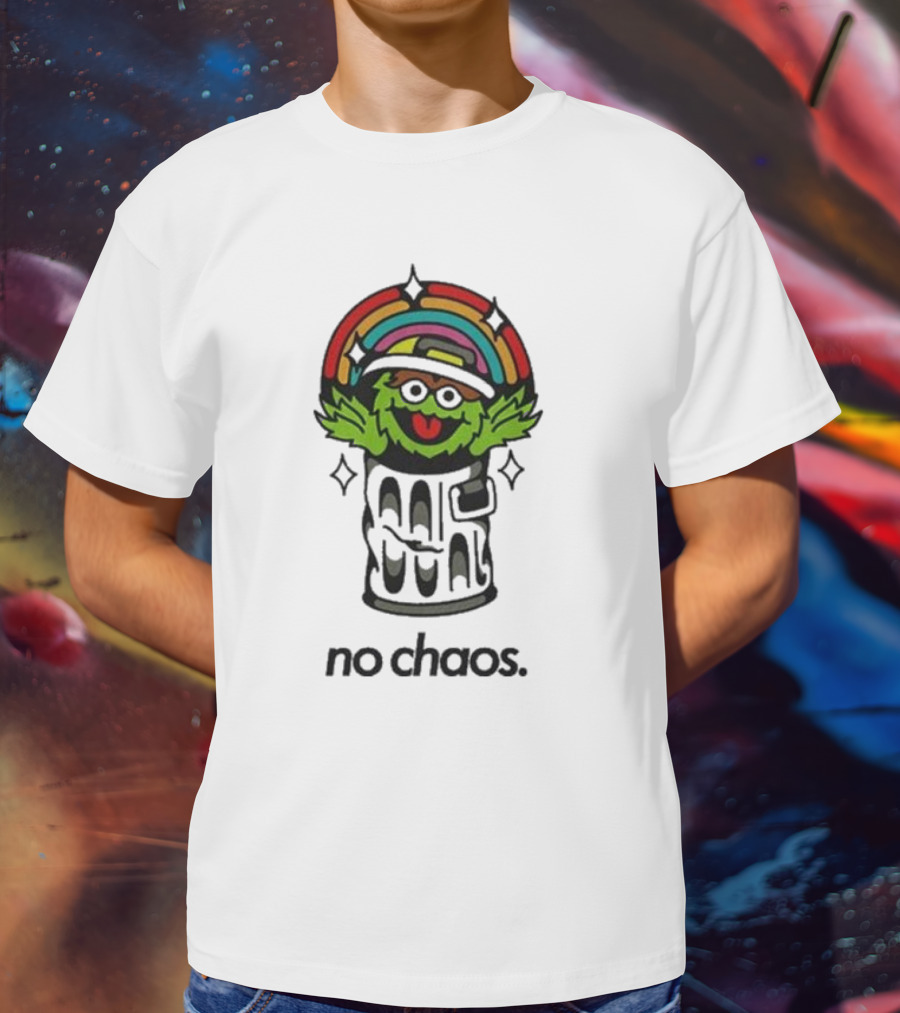 No Chaos Grouchy Rainbow Trash Can T-Shirt