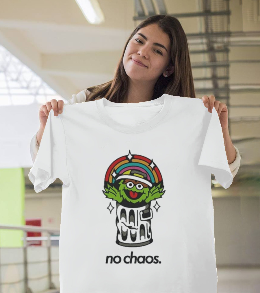 No Chaos Grouchy Rainbow Trash Can T-Shirt