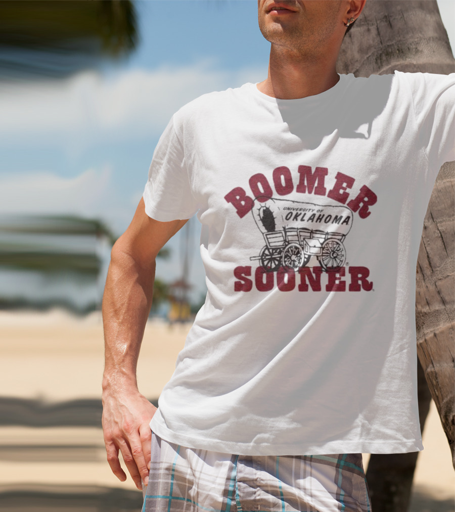 Boomer Sooner University Of Oklahoma Wagon Design Ash T-Shirt