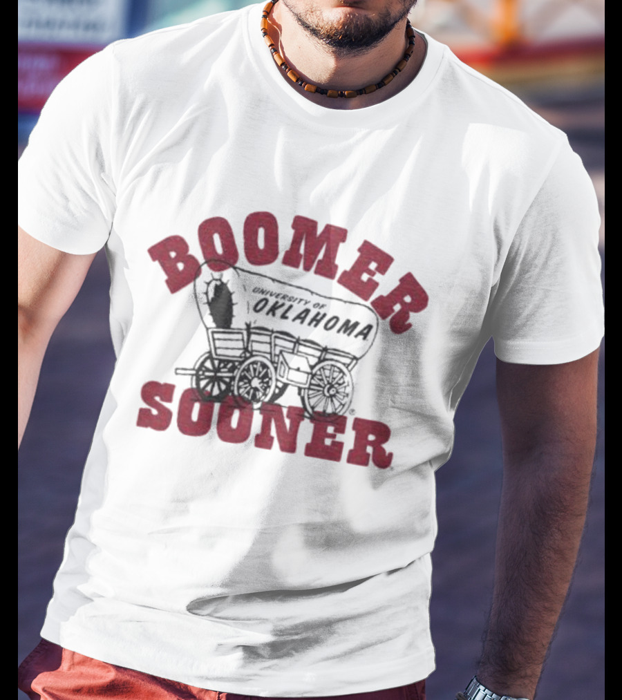 Boomer Sooner University Of Oklahoma Wagon Design Ash T-Shirt