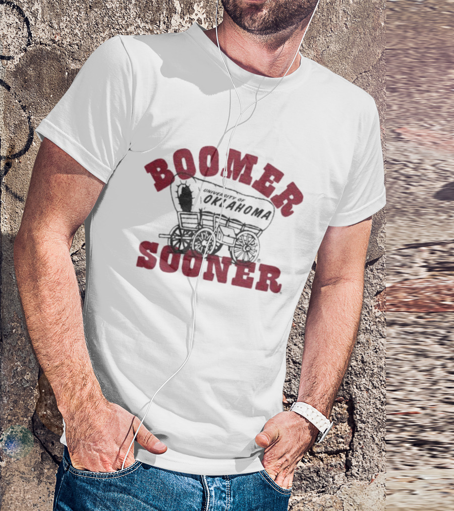 Boomer Sooner University Of Oklahoma Wagon Design Ash T-Shirt
