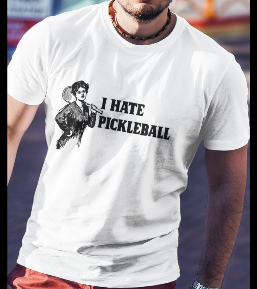 I Hate Pickleball Vintage Woman With Paddle T-Shirt