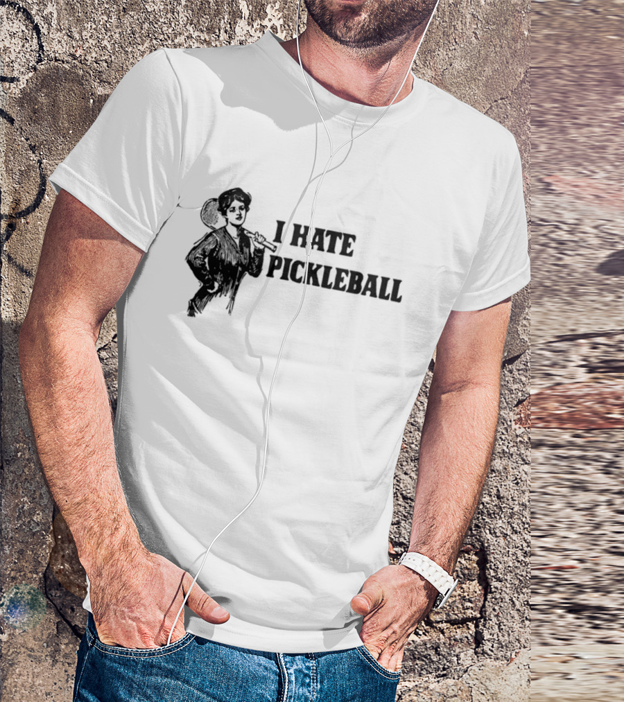 I Hate Pickleball Vintage Woman With Paddle T-Shirt