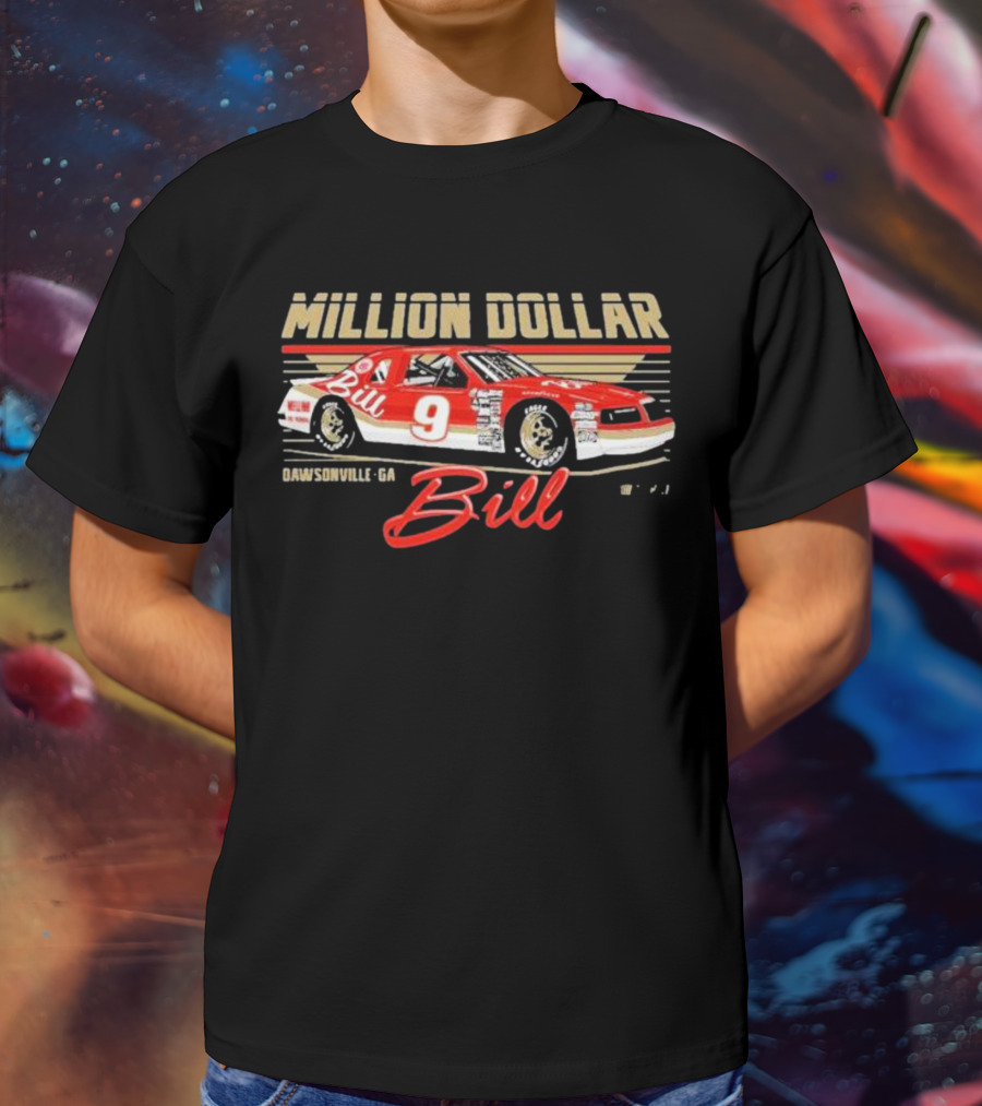 Million Dollar Bill Elliott Checkered Flag Sports Car Dawsonville GA T-Shirt