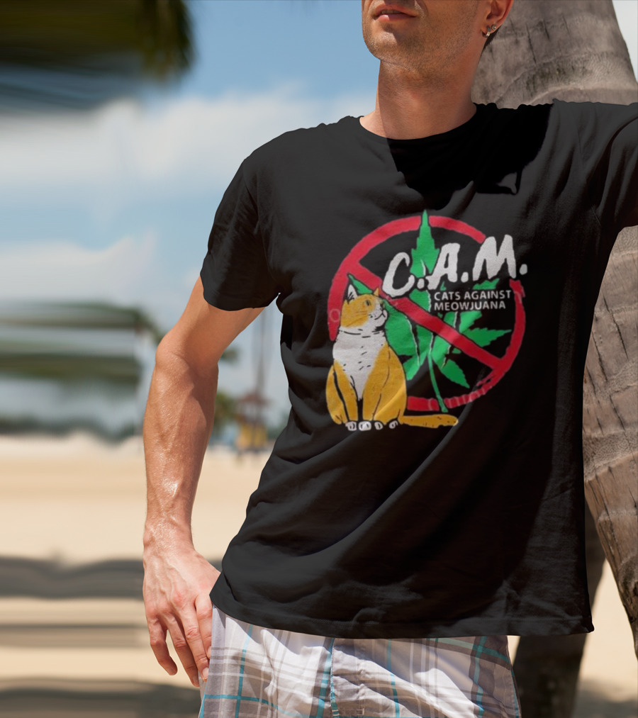 C.A.M. Cats Against Meowijuana Leaf With Tabby T-Shirt