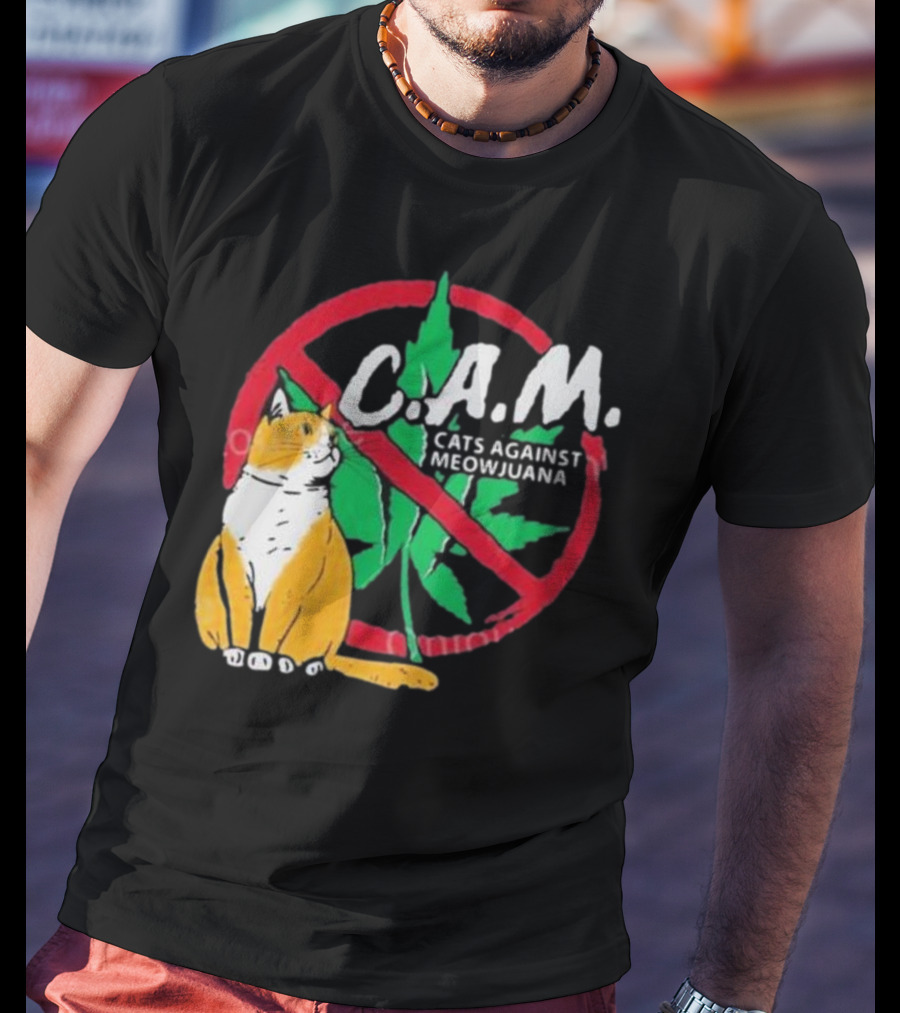 C.A.M. Cats Against Meowijuana Leaf With Tabby T-Shirt