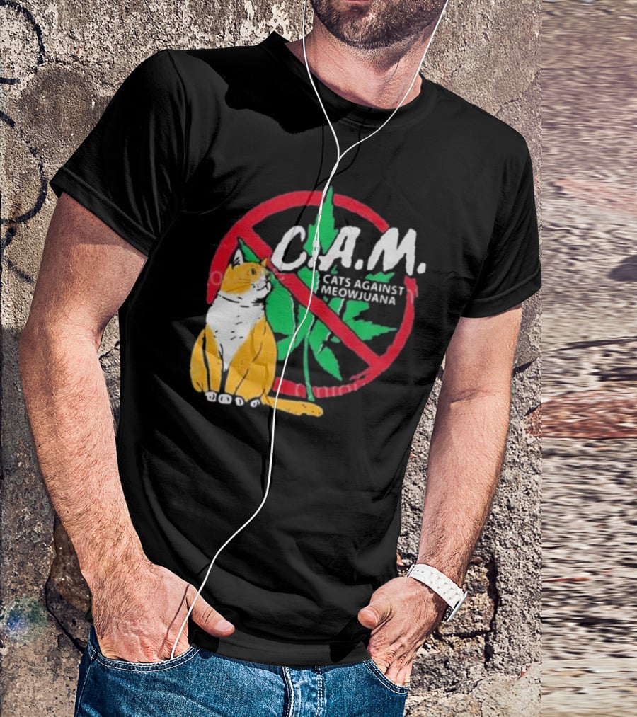 C.A.M. Cats Against Meowijuana Leaf With Tabby T-Shirt