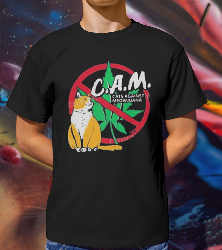 C.A.M. Cats Against Meowijuana Leaf With Tabby T-Shirt