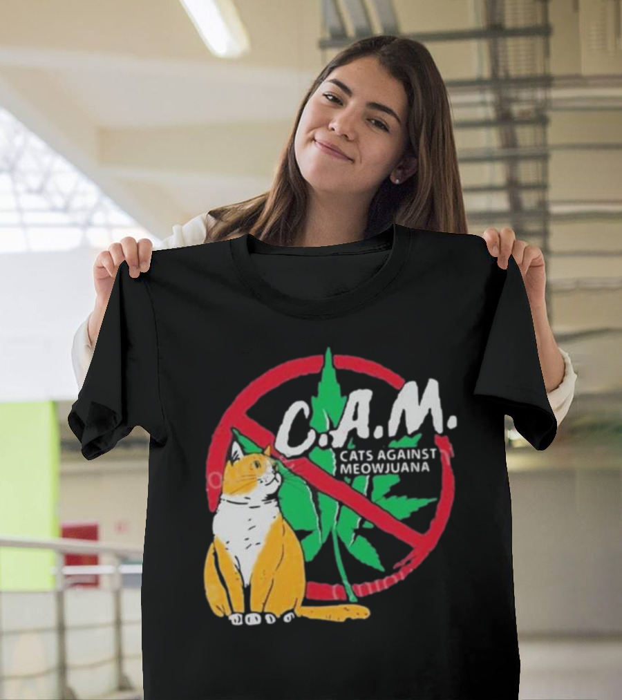 C.A.M. Cats Against Meowijuana Leaf With Tabby T-Shirt