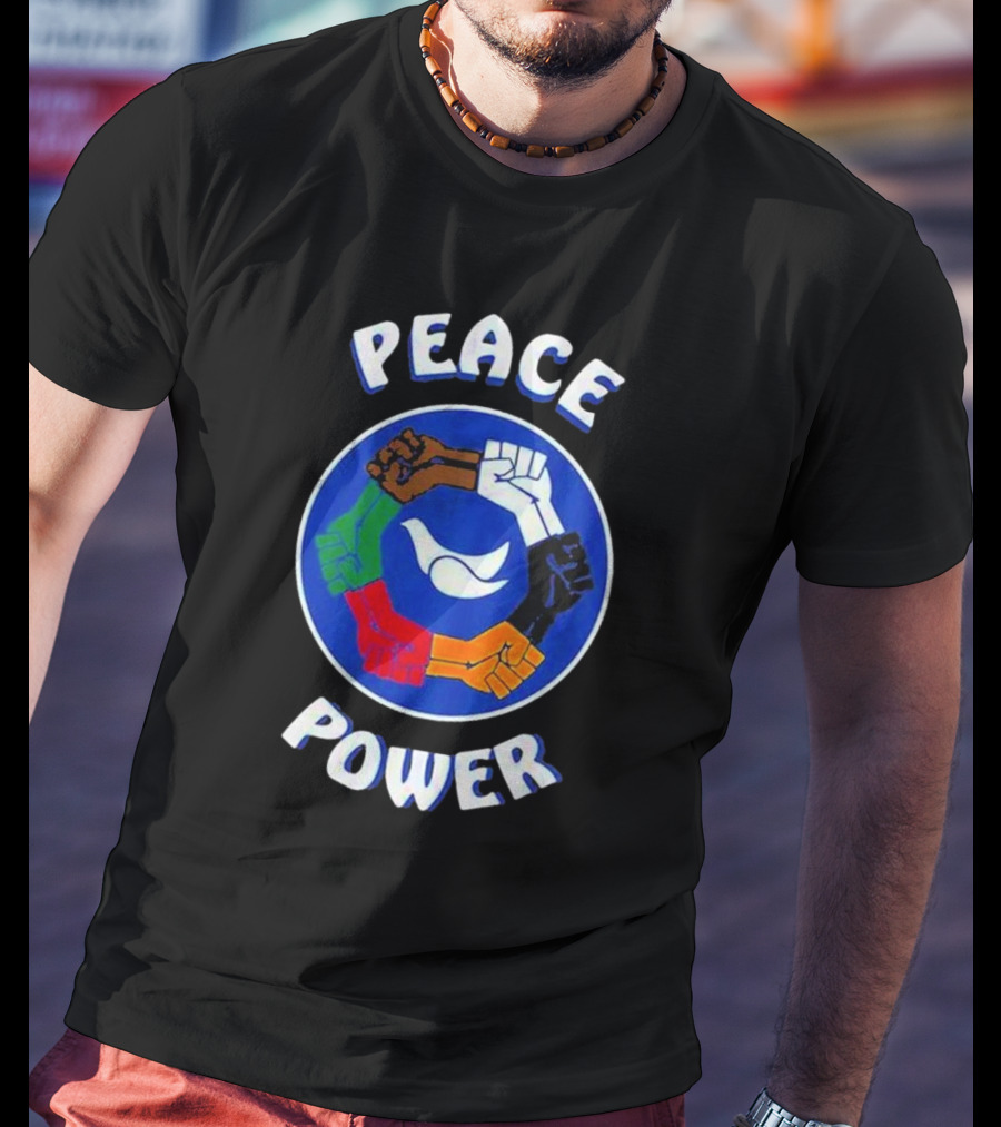 Peace Power Unity Fists Circle Dove Chocolate Skateboards T-Shirt