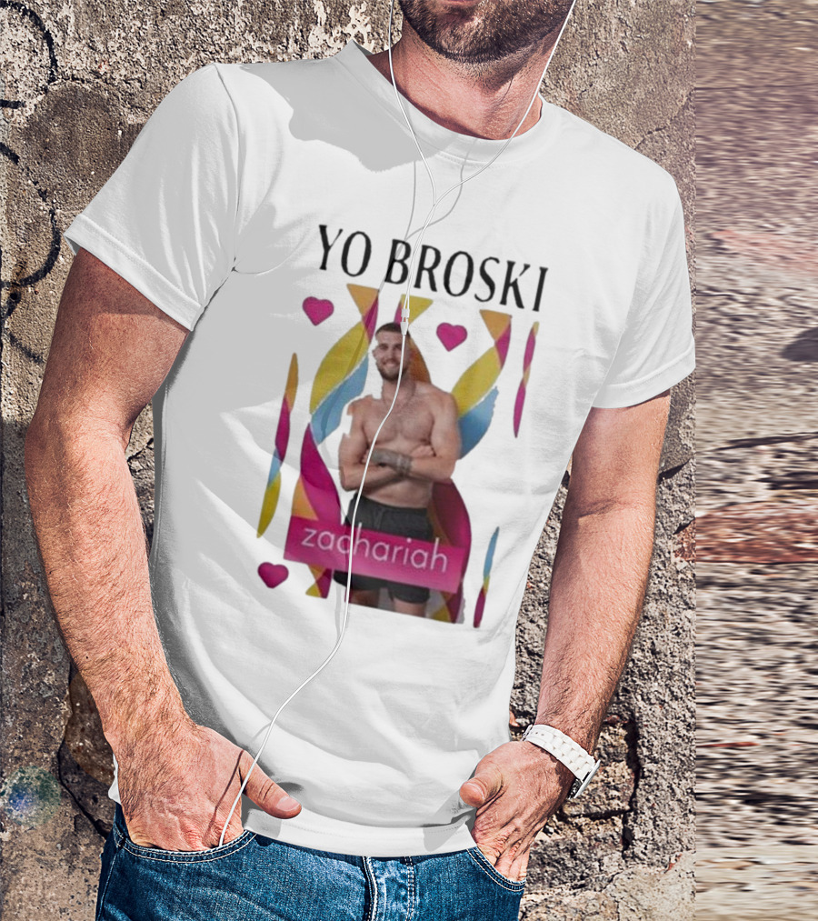 Yo Broski Zachariah Colorful Abstract Hearts T-Shirt