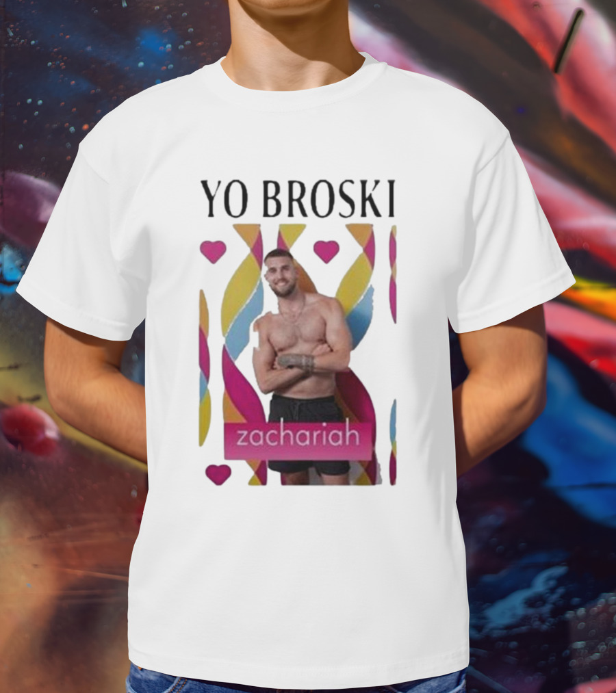 Yo Broski Zachariah Colorful Abstract Hearts T-Shirt