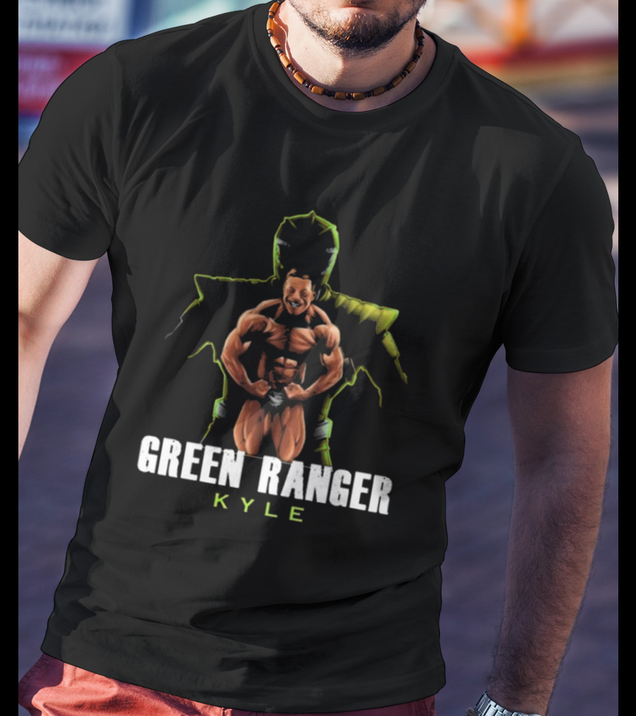 GREEN RANGER KYLE Muscular Hero Pose T-Shirt