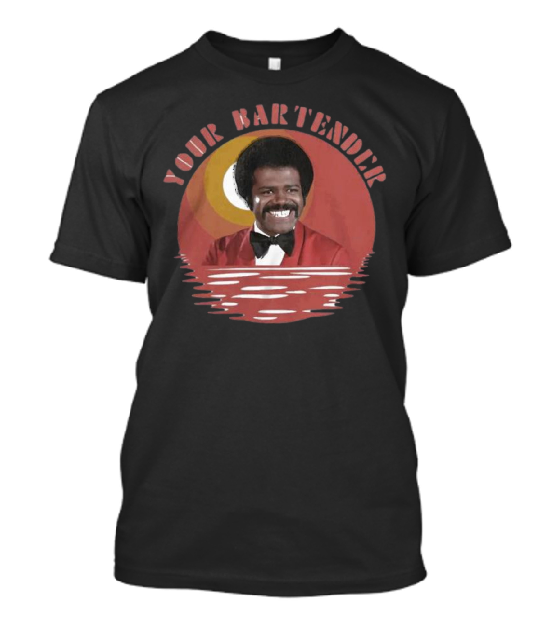 Your Bartender Retro Bowtie Red Suit Afro T-Shirt