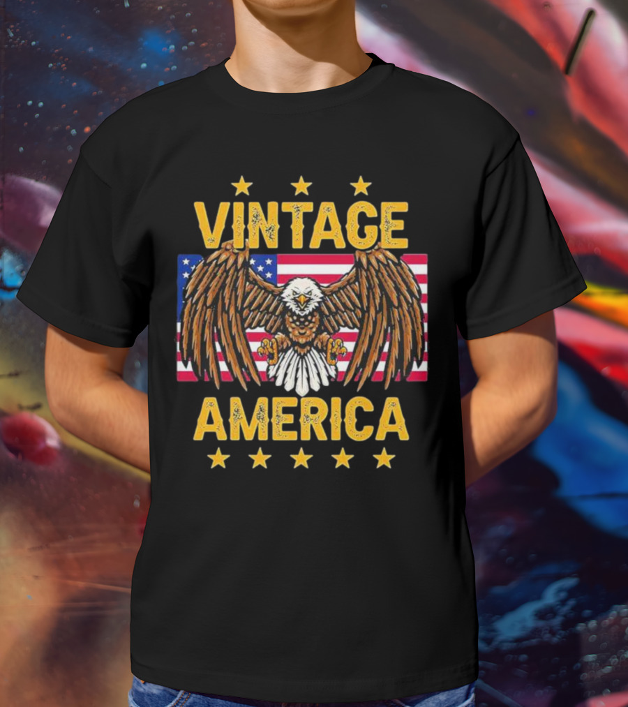Vintage America Eagle Stars United States Flag T-Shirt