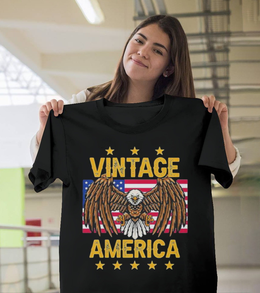 Vintage America Eagle Stars United States Flag T-Shirt