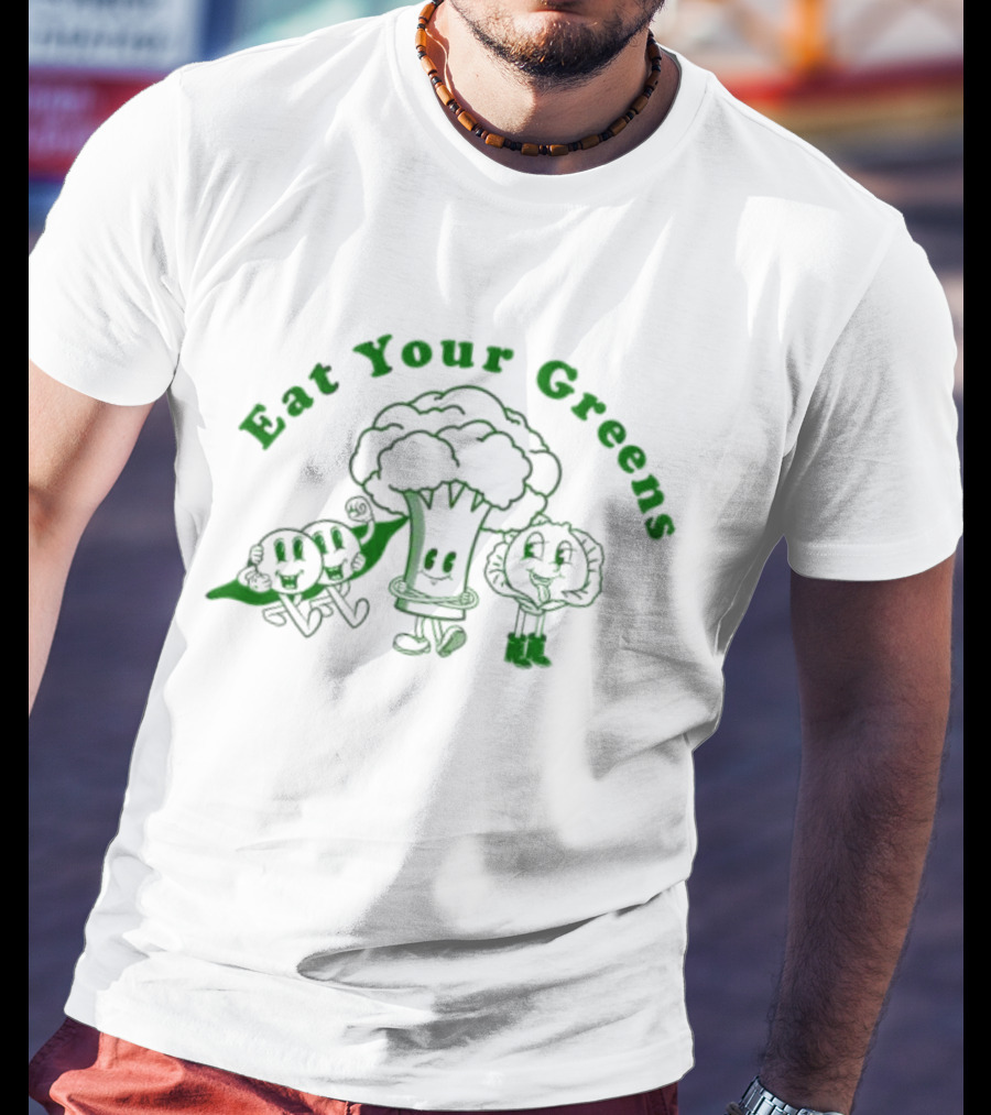Eat Your Greens Cartoon Broccoli And Friends T-Shirt