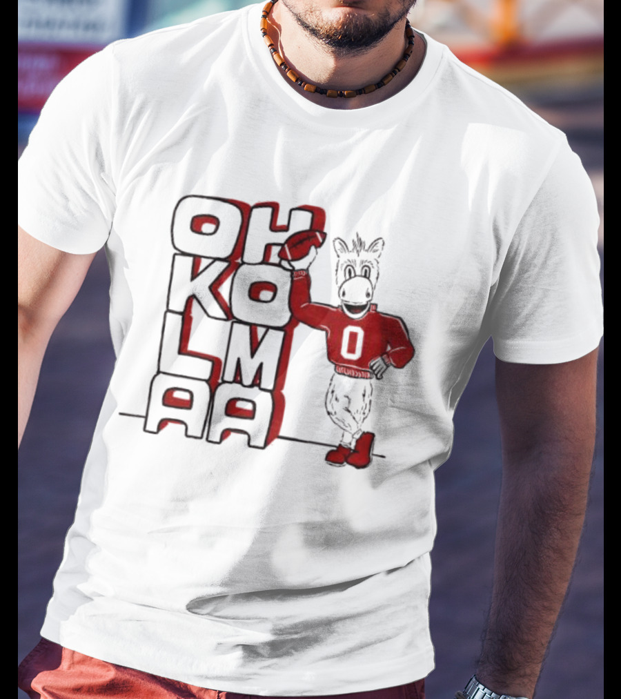 Oklahoma Sooners Ou Stacked Vintage Mascot Football Icon With Retro Donkey Holding Football T-Shirt