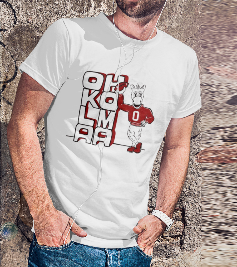 Oklahoma Sooners Ou Stacked Vintage Mascot Football Icon With Retro Donkey Holding Football T-Shirt