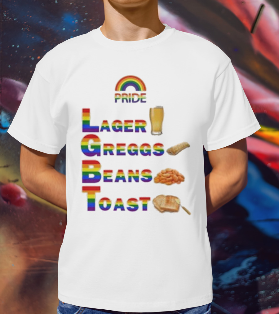 Pride Rainbow Lager Greggs Beans Toast Icons T-Shirt