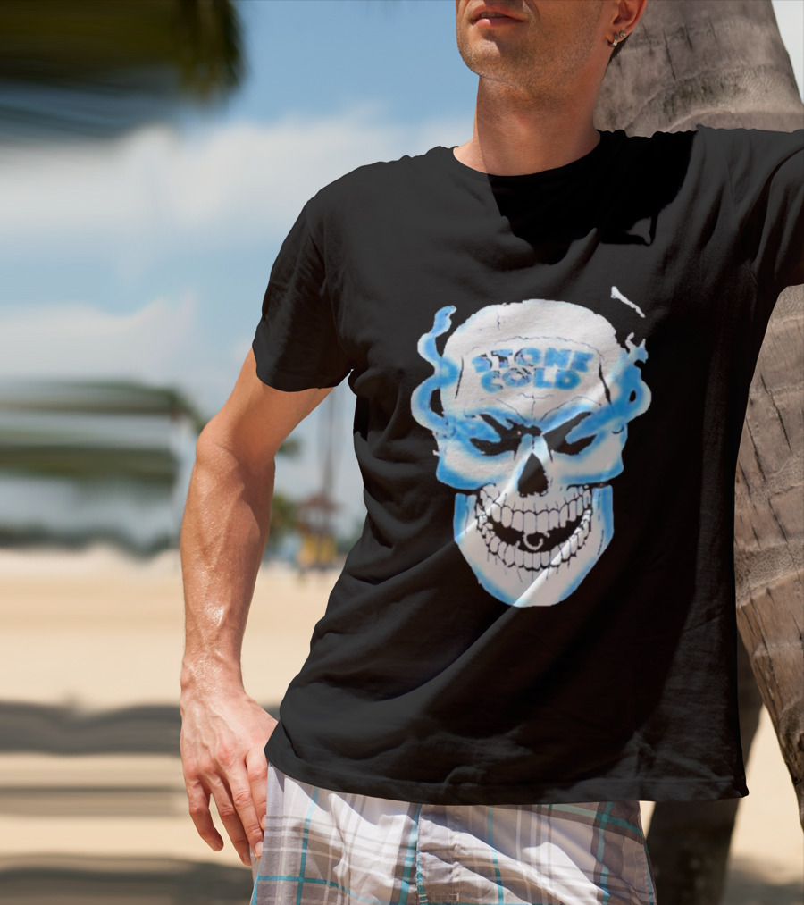 De Paul Wearing Stone Cold Steve Austin Smoking Skull T-Shirt