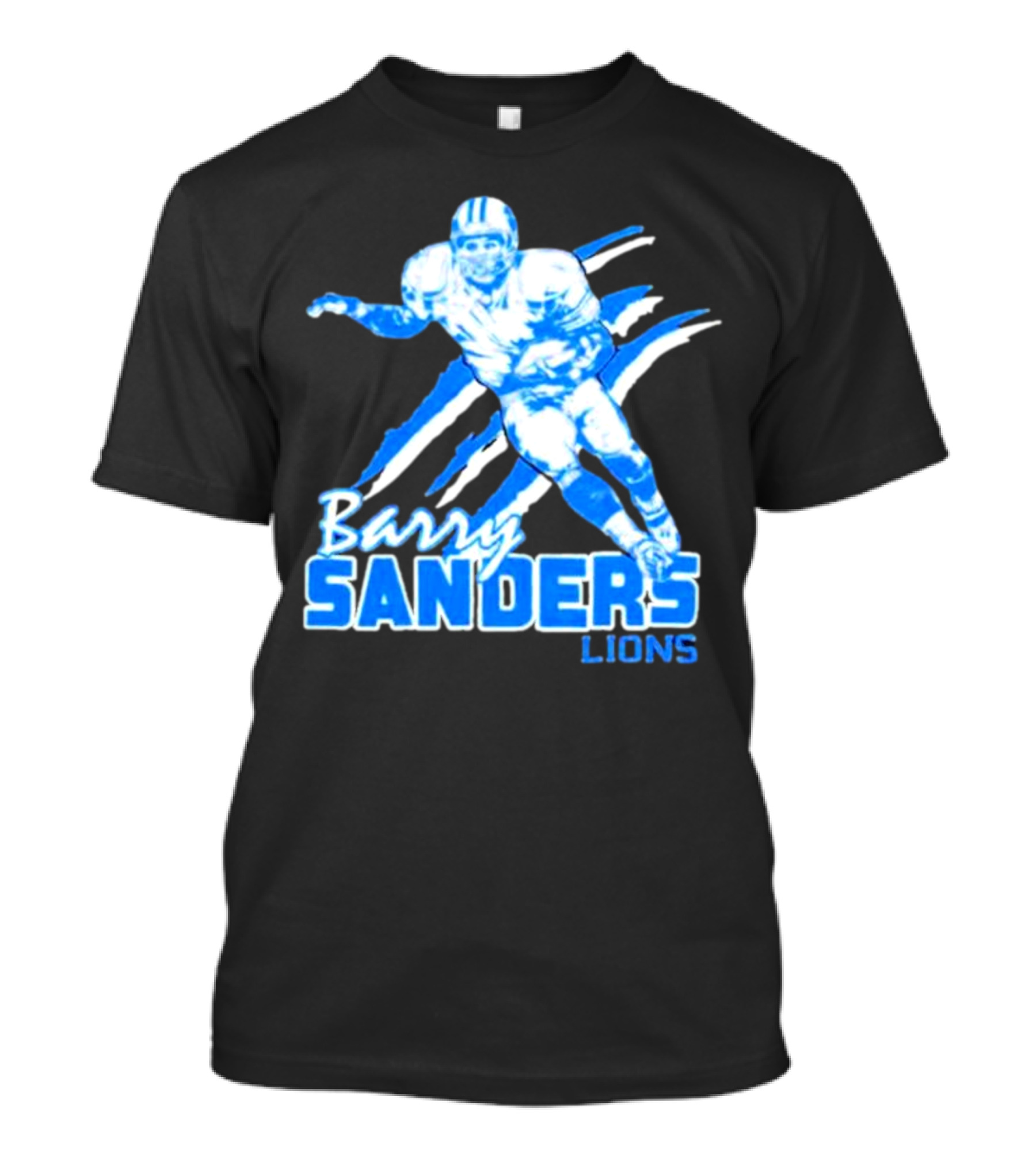 Barry Sanders Detroit Lions Running Back Iconic Blue T-Shirt