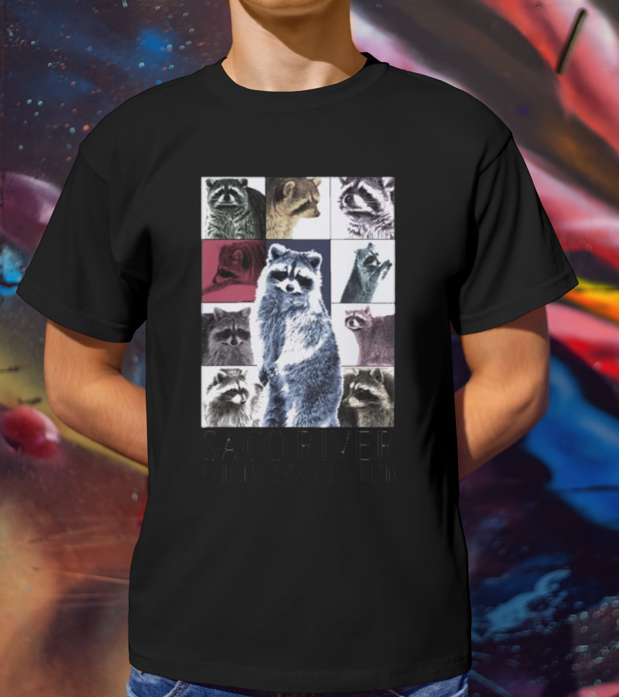 Raccoons Through The Eras Saco River Wildlife Center Wildlife Appreciation T-Shirt