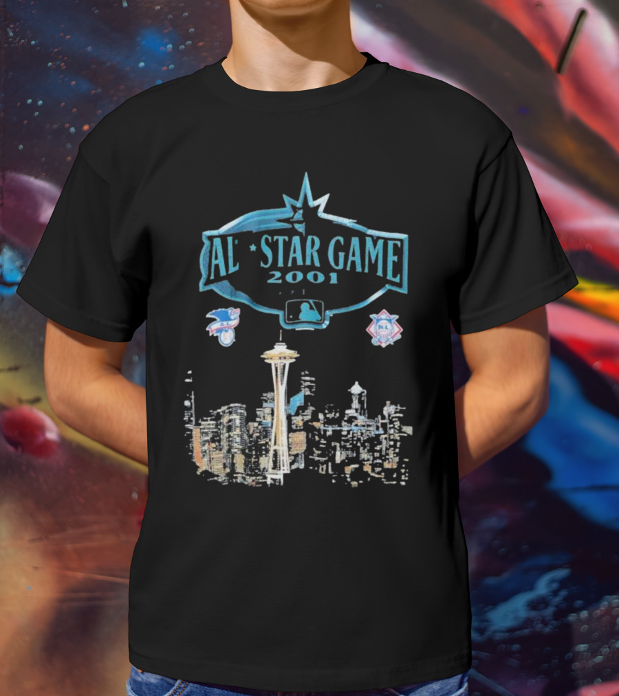 AL Star Game 2001 MLB City Skyline Seattle T-Shirt