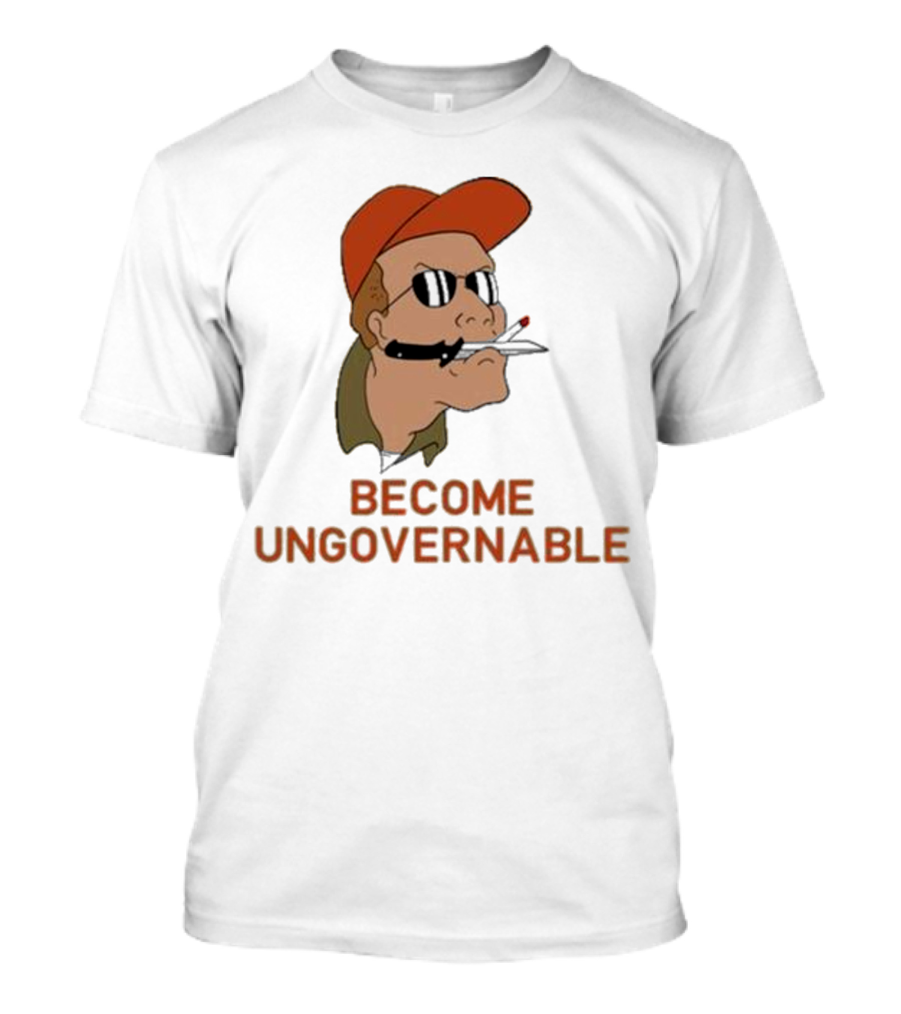 Become Ungovernable Rusty Shackleford Smoking Character With Sunglasses And Orange Hat T-Shirt